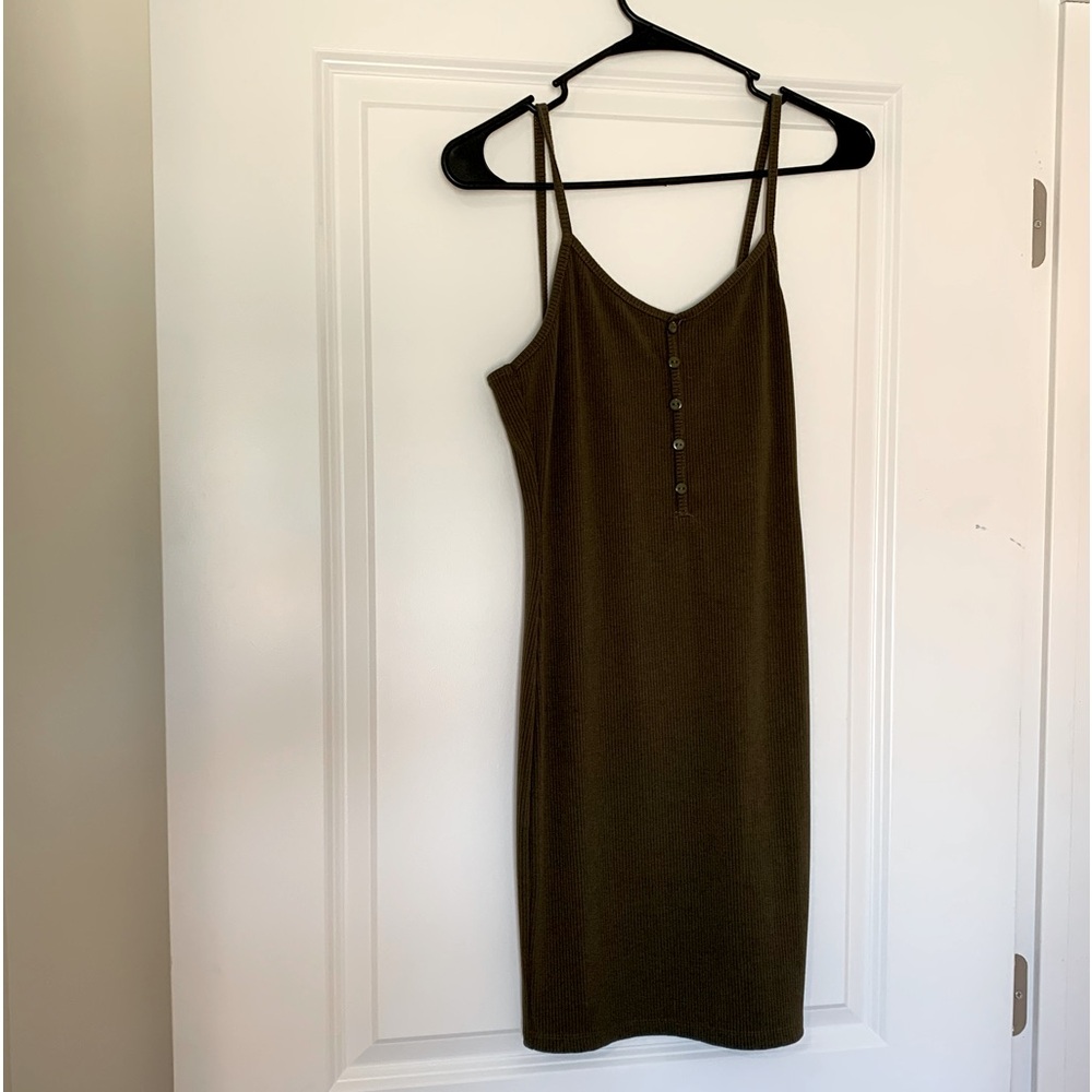 Dark green summer pencil dress